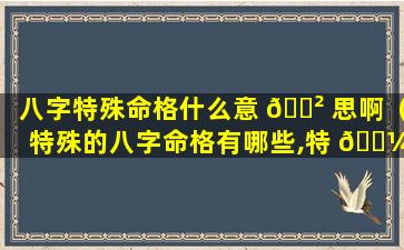 八字特殊命格什么意 🌲 思啊（特殊的八字命格有哪些,特 🌼 殊命局好还是不好）